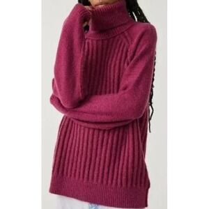 Free People‎ Big City Turtleneck Tunic Sweater Ribbed Long Size S OB1505571